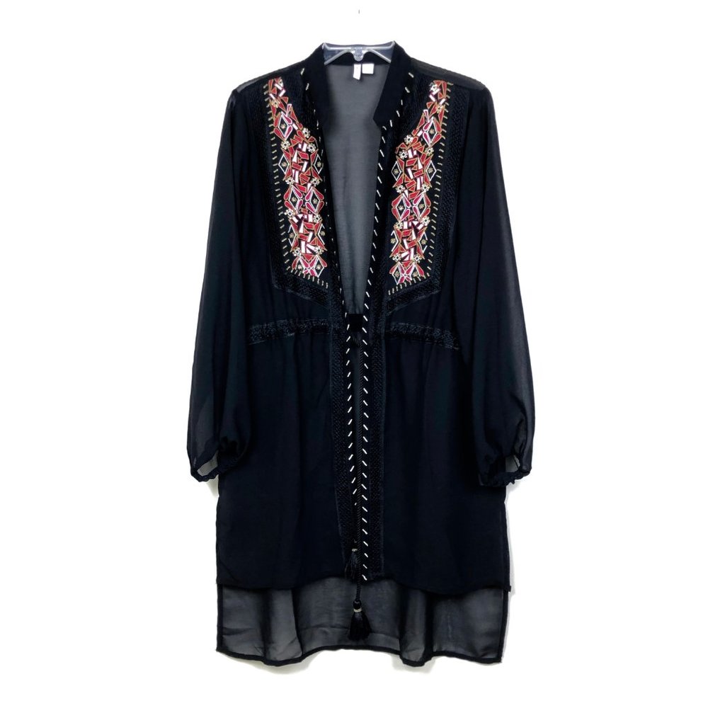 Cato's Embellished Sheer Black Cover Cinched Waist